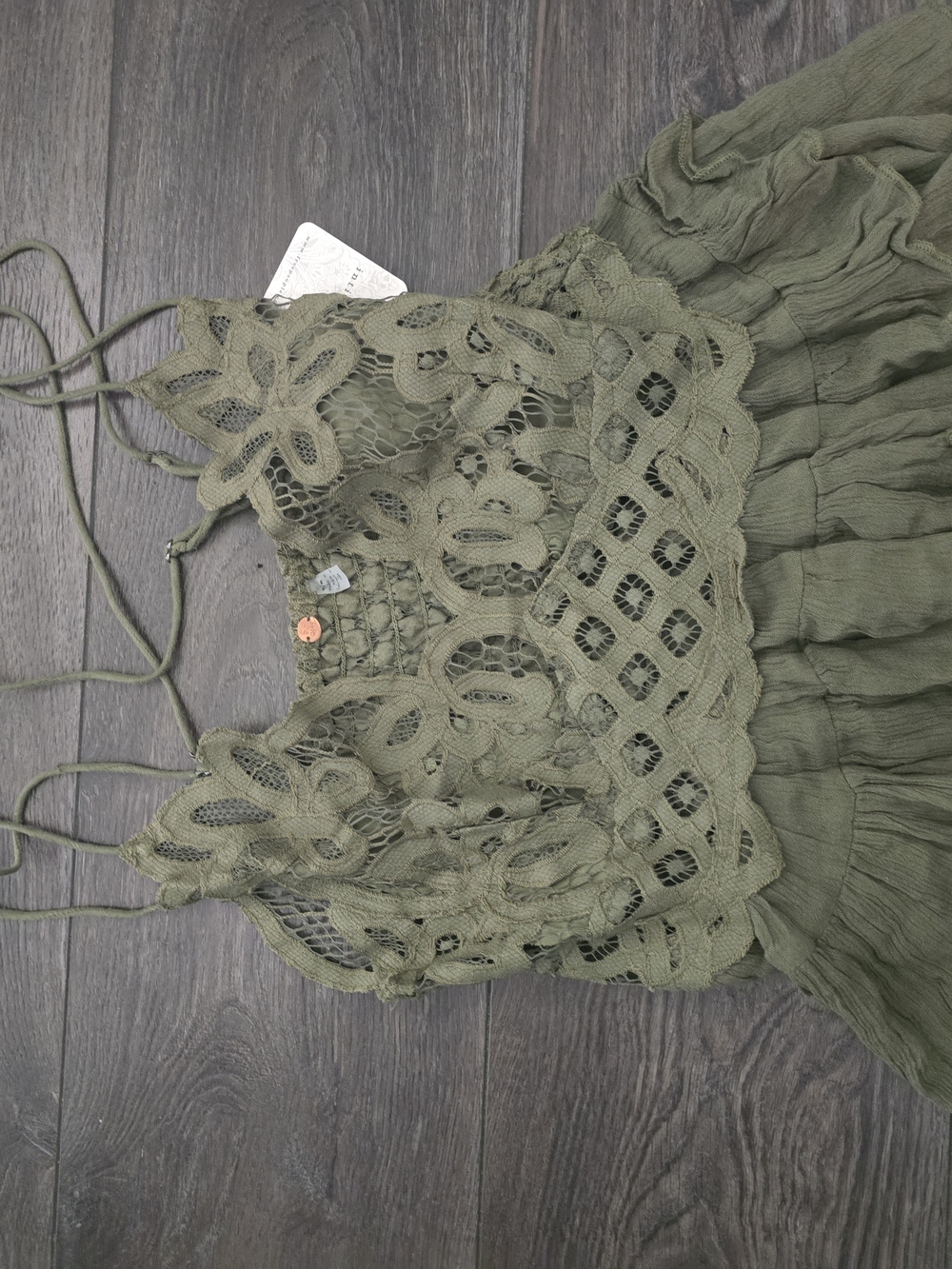 Free People Olive Green Crochet Tank Top